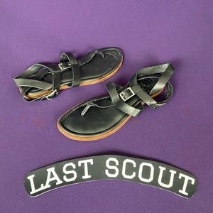 Black Leather Flat Johnston and Murphy Sandals